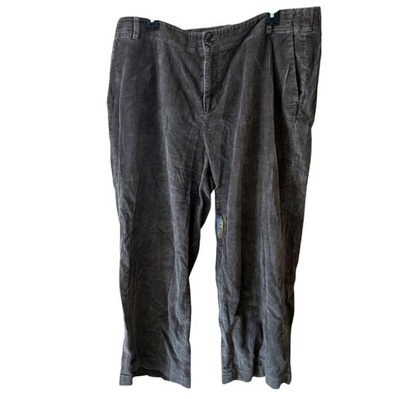 J. Jill Olive Green Wide Leg Corduroy Cropped Pants Size 16 - Picture 1 of 8